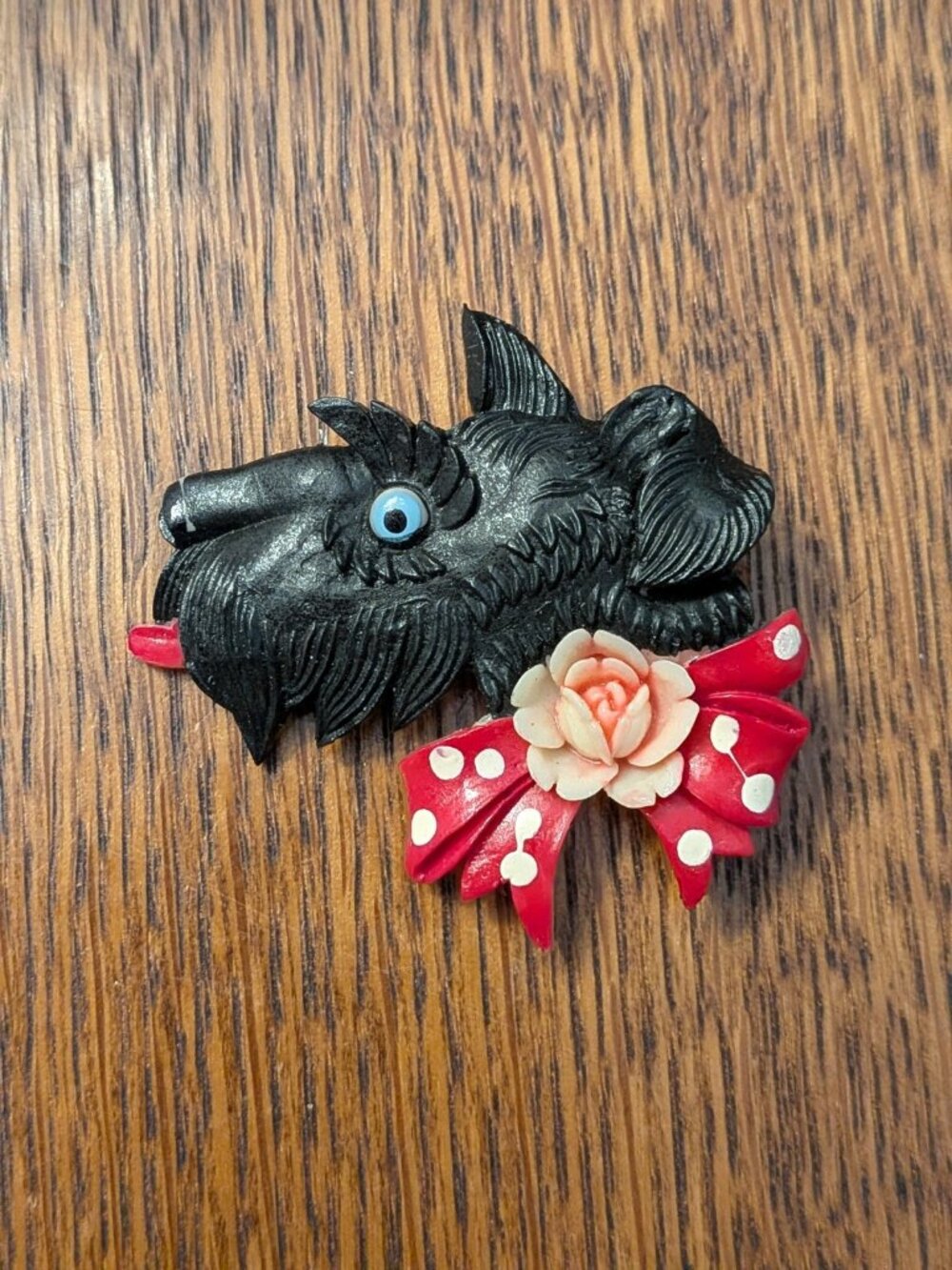 Vintage Occupied Japan Celluloid Brooch Black Dog Scottie Figural 1940s Pin